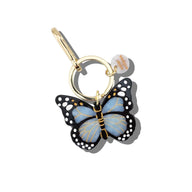 Solar Eclipse Hand-Painted Baby Blue Monarch Butterfly Bag Charm and Keychain