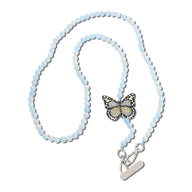 Solar Eclipse Hand-Painted Baby Blue Monarch Butterfly Gemstone Crossbody Phone Chain