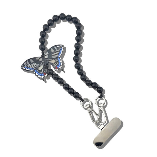 Solar Eclipse Hand-Painted Black Swallowtail Gemstone Bracelet Phone Chain