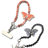 Solar Eclipse Hand-Painted Black Swallowtail Gemstone Bracelet Phone Chain