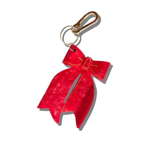 Solar Eclipse Hand-Painted Red Bow Bag Charm and Keychain