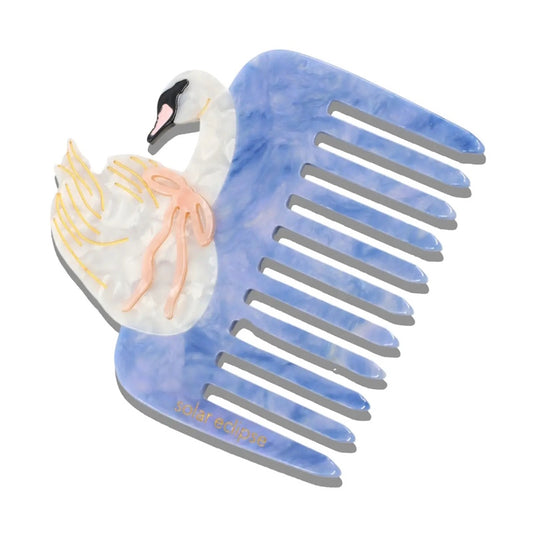 Solar Eclipse Hand-Painted Bow Swan Pocket Hair Comb