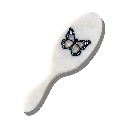 Solar Eclipse Hand-Painted Monarch Butterfly Acetate 2-1 Daily Hair Brush