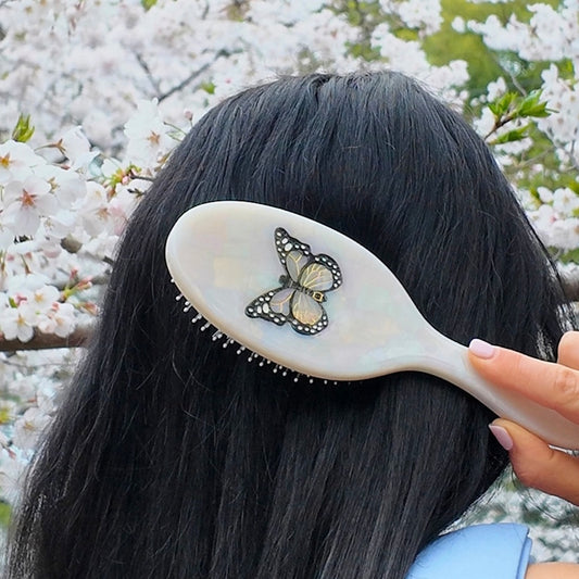 Solar Eclipse Hand-Painted Butterfly Acetate 2-1 Daily Hair Brush