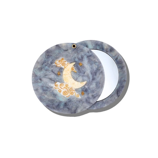 Solar Eclipse Hand-Painted Celestial Moon Compact Mirror