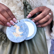 Solar Eclipse Hand-Painted Celestial Moon Compact Mirror