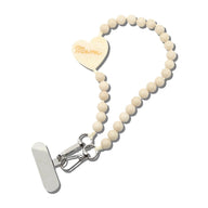 Solar Eclipse Hand-Painted Cream Mama Heart Gemstone Bracelet Phone Chain