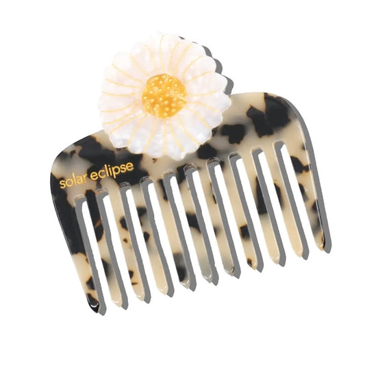 Solar Eclipse Hand-Painted Daisy Pocket Hair Comb