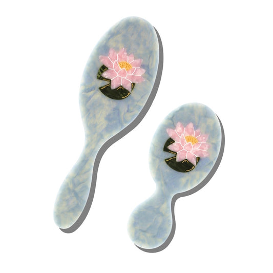 Solar Eclipse Hand-Painted Japanese Lily Amazing Acetate 2-1 Daily Hair Brush