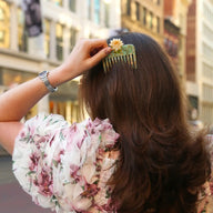 Solar Eclipse Hand-Painted Lotus Pocket Hair Comb