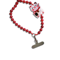 Solar Eclipse Hand-Painted Lucky Cat Gemstone Bracelet Phone Chain