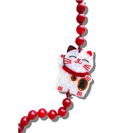 Solar Eclipse Hand-Painted Lucky Cat Gemstone Bracelet Phone Chain