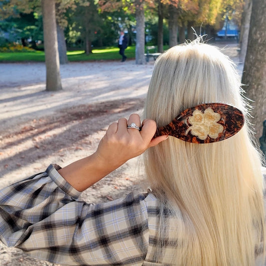 Solar Eclipse Hand-Painted Lucky Clover Amazing Acetate 2-1 Daily Hair Brush