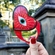 Solar Eclipse Hand-Painted Lucky Eye Heart Compact Mirror