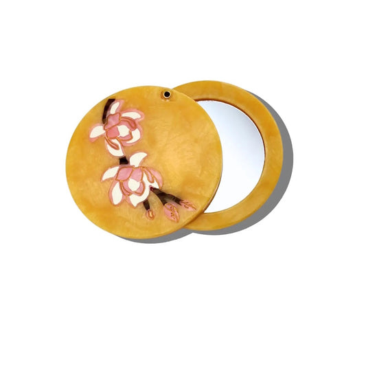 Solar Eclipse Hand-Painted Magnolia Compact Mirror