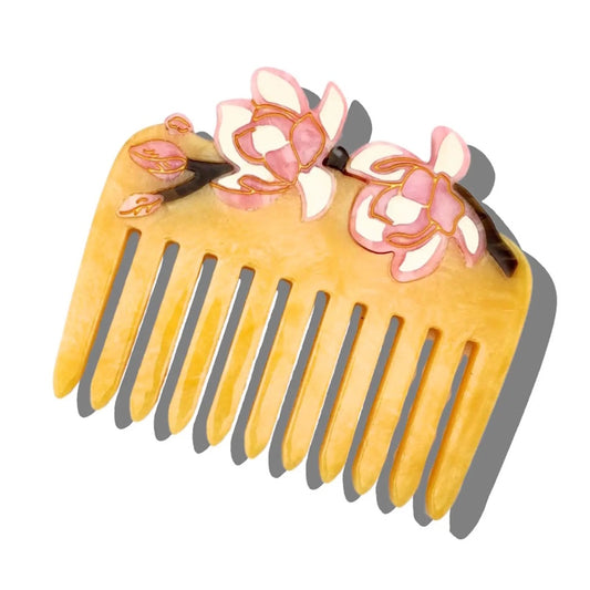 Solar Eclipse Hand-Painted Magnolia Pocket Hair Comb