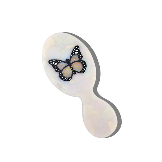 Solar Eclipse Hand-Painted Monarch Butterfly Acetate Handbag Hero Hair Brush
