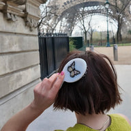 Solar Eclipse Hand-Painted Monarch Butterfly Acetate Handbag Hero Hair Brush