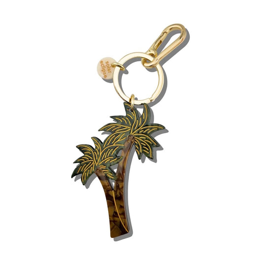 Solar Eclipse Hand-Painted Palm Trees Bag Charm and Keychain