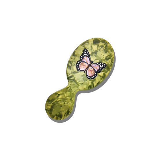 Solar Eclipse Hand-Painted Pink Butterfly Acetate Handbag Hero Hair Brush