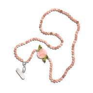 Solar Eclipse Hand-Painted Pink Rose Gemstone Crossbody Phone Chain