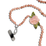 Solar Eclipse Hand-Painted Pink Rose Gemstone Crossbody Phone Chain