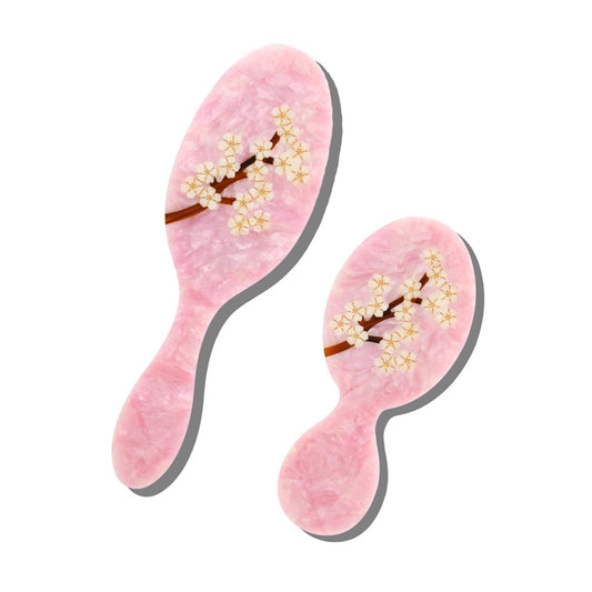 Solar Eclipse Hand-Painted Pink Sakura Blossom Amazing Acetate 2-1 Daily Hair Brush