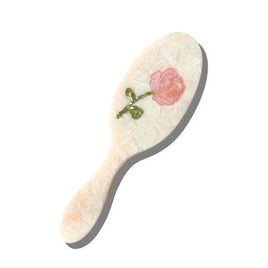 Solar Eclipse Hand-Painted Spring Rose Acetate 2-1 Daily Hair Brush