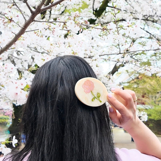 Solar Eclipse Hand-Painted Spring Rose Acetate Handbag Hero Hair Brush