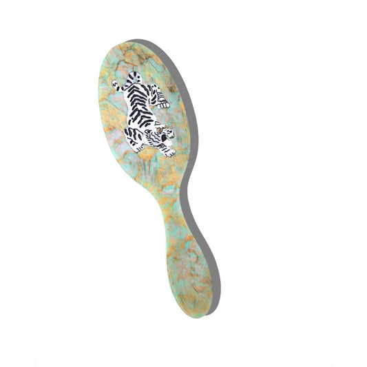 Solar Eclipse Hand-Painted Tiger Amazing Acetate 2-1 Daily Hair Brush