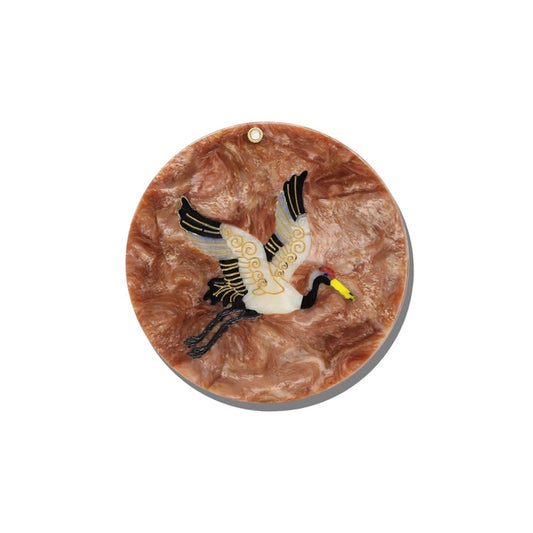Solar Eclipse Hand-Painted Vintage Crane Compact Mirror