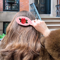 Solar Eclipse Hand-Painted Vintage Rose Amazing Acetate 2-1 Daily Hair Brush