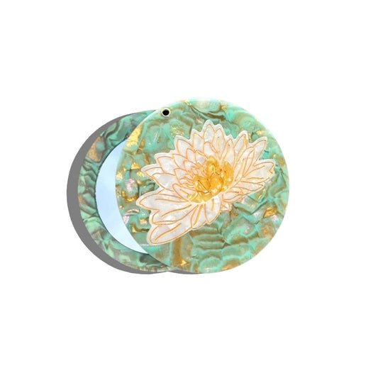 Solar Eclipse Hand-Painted Waterlily Compact Mirror