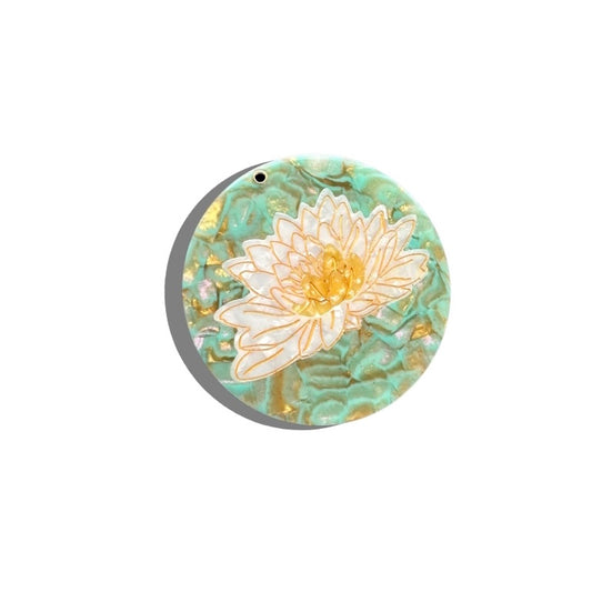 Solar Eclipse Hand-Painted Waterlily Compact Mirror