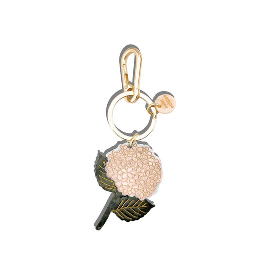 Solar Eclipse Hand-Painted White Hydrangea Bag Charm and Keychain