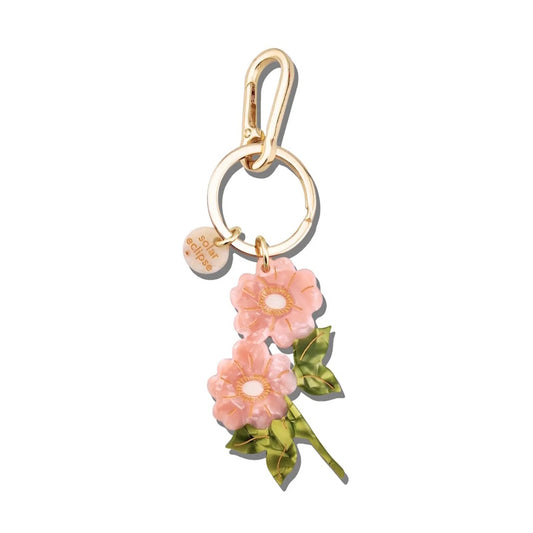 Solar Eclipse Hand-Painted Wild Roses Bag Charm and Keychain