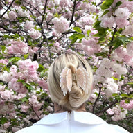 Solar Eclipse Hand-Painted Acetate Angle Wings Claw Hair Clip Pearl