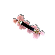 Solar Eclipse Hand Painted Acetate Cherry Blossom French Barrette Hair Clip in Pink