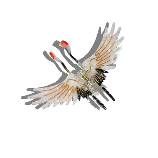 Solar Eclipse Hand Painted Crane Bird Claw Hair Clip