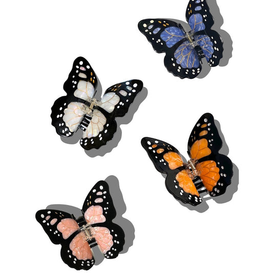 Solar Eclipse Hand Painted Monarch Butterfly Claw Hair Clips