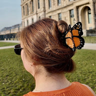 Solar Eclipse Hand Painted Orange Monarch Butterfly Claw Hair Clip