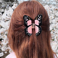 Solar Eclipse Hand Painted Pink Monarch Butterfly Claw Hair Clip