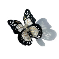 Solar Eclipse Hand Painted Lucky Monarch Butterfly Claw Hair Clip / Silver