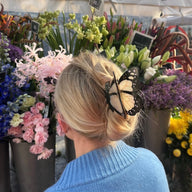 Solar Eclipse Hand Painted White Monarch Butterfly Claw Hair Clip