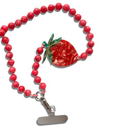 Solar Eclipse Hand-Painted Strawberry Gemstone Bracelet Phone Chain