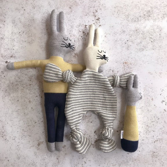 Rabbit Baby Rattle Soft Cotton Knit in Yellow by Sophie Home