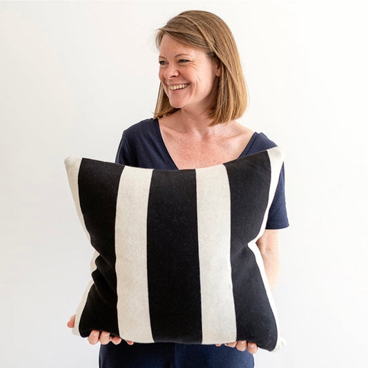Sophie Home Enkel Soft Cotton Knit Cushion - Black 50 x 50cm