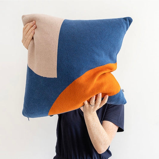 Sophie Home Ilo Soft Cotton Knit Cushion - Blue 50 x 50cm