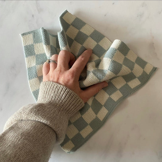 Sophie Home Reusable Cotton Knit Dishcloths Check