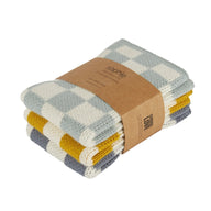 Sophie Home Reusable Cotton Knit Dishcloths Check Set of 3 - Aqua 28 x 28cm